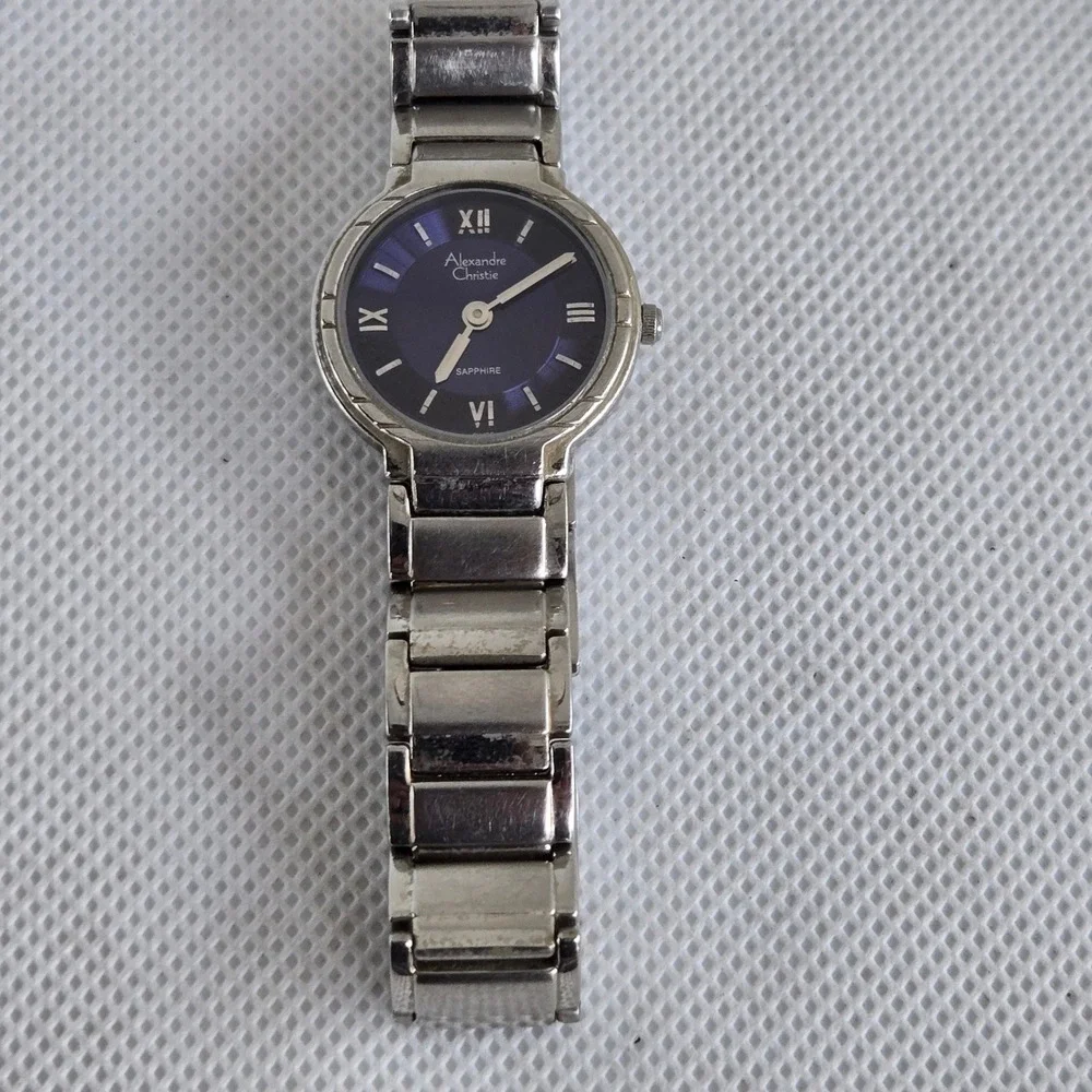 Alexandre Christie 8053L Watch Womens Silver Blue Dial Sapphire 5.5
